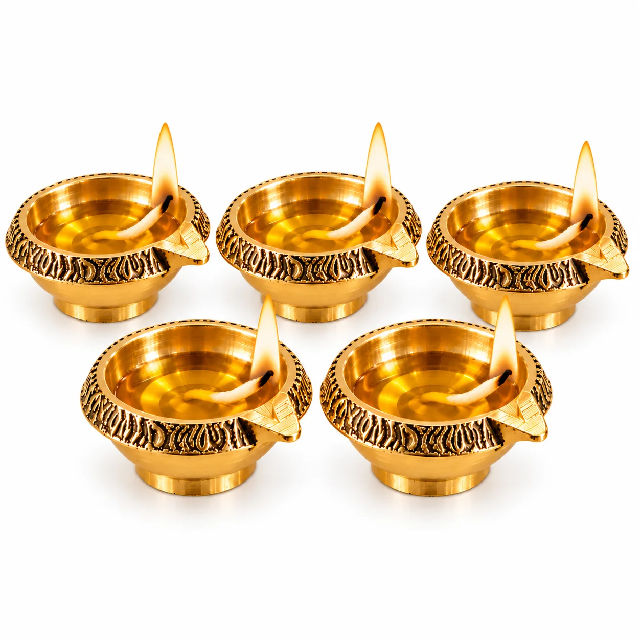 Shraviko Handcrafted Brass Diya (Set of 5)